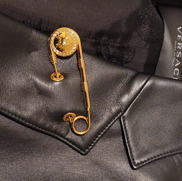 Flash sale⚡️Versace Safety pin-embelisshed Leather Blazer - Picture 7 of 13